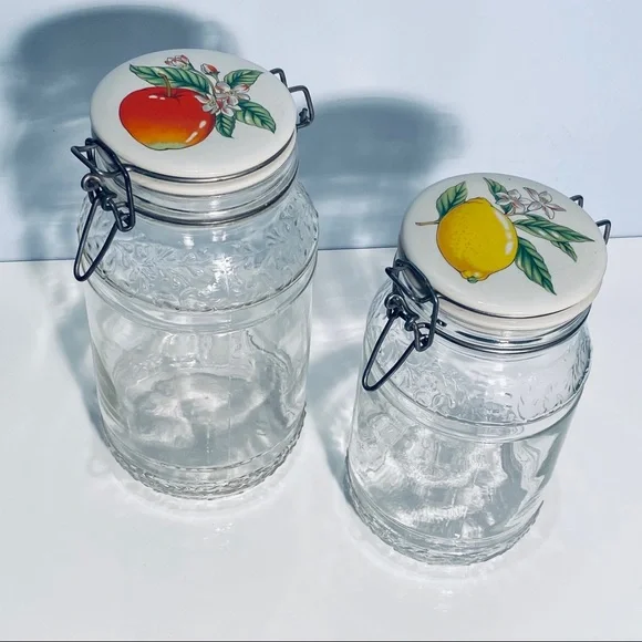 Vintage Clip Top Jar Hinged Ceramic Top Set Of 2 - Picture 2 of 16